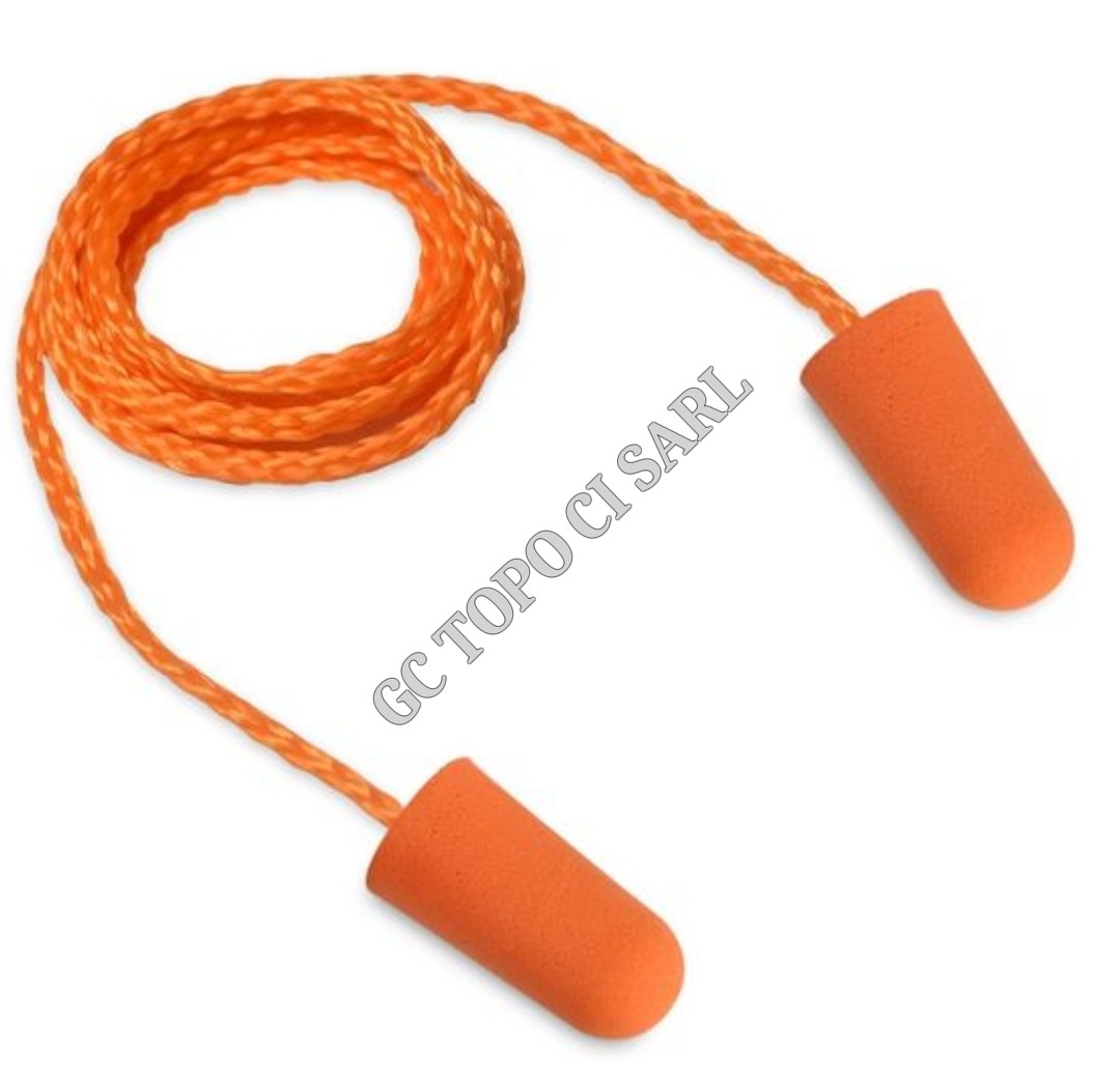 Bouchon d'oreille jetable orange avec corde
