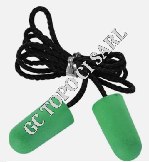 Bouchon d'oreille jetable vert avec corde