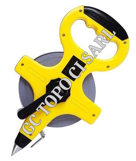 Décamètre ruban en acier 50m Jaune